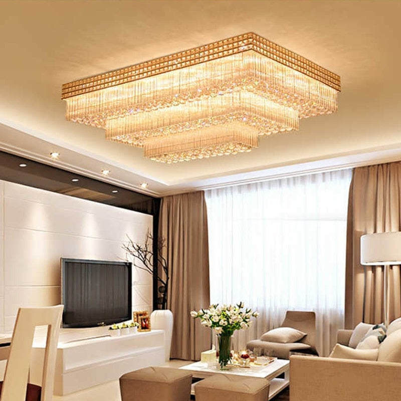 Light Luxury LED Cake Ceiling Light Round Rectangular Multilayer  Ceiling Lights