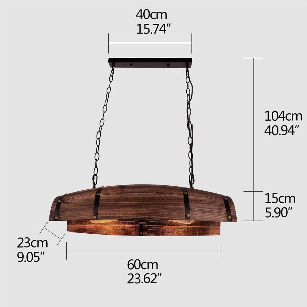 Pendant Lights American Country Natural Wood Wine Barrel E27 Pendant Lights