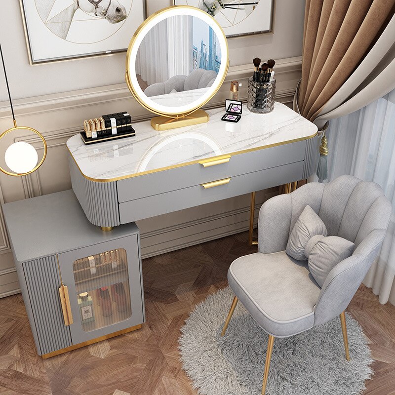 Dressing Table Set Light Luxury Dressing Table Slate Schminktisch-Set Storage Cabinets