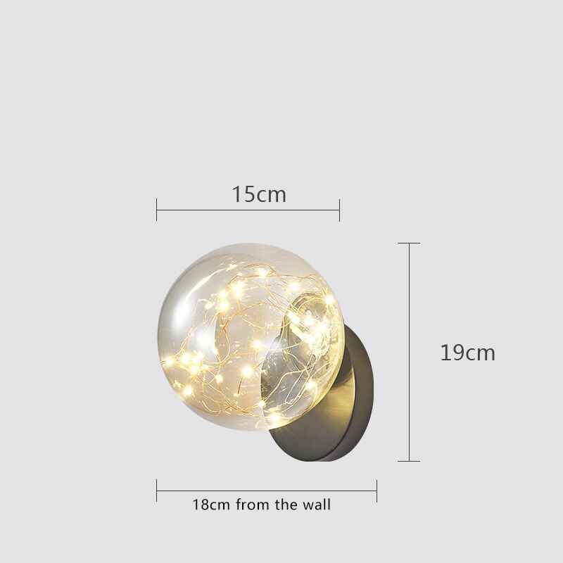 Wall Lamps Personalized Warm Color Bedside Copper Ball Glass Wall Lights