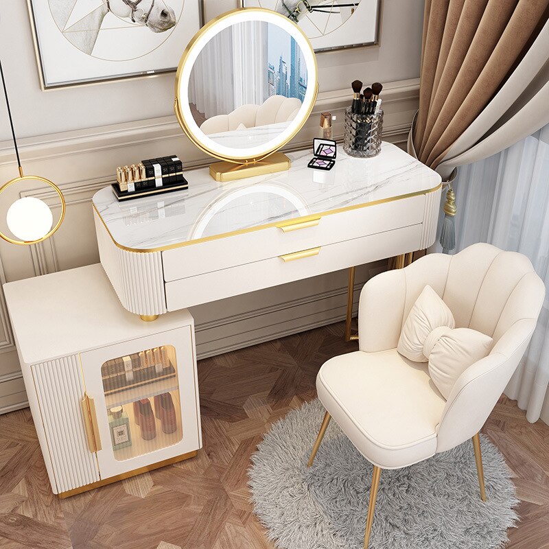 Dressing Table Set Light Luxury Dressing Table Slate Schminktisch-Set Storage Cabinets