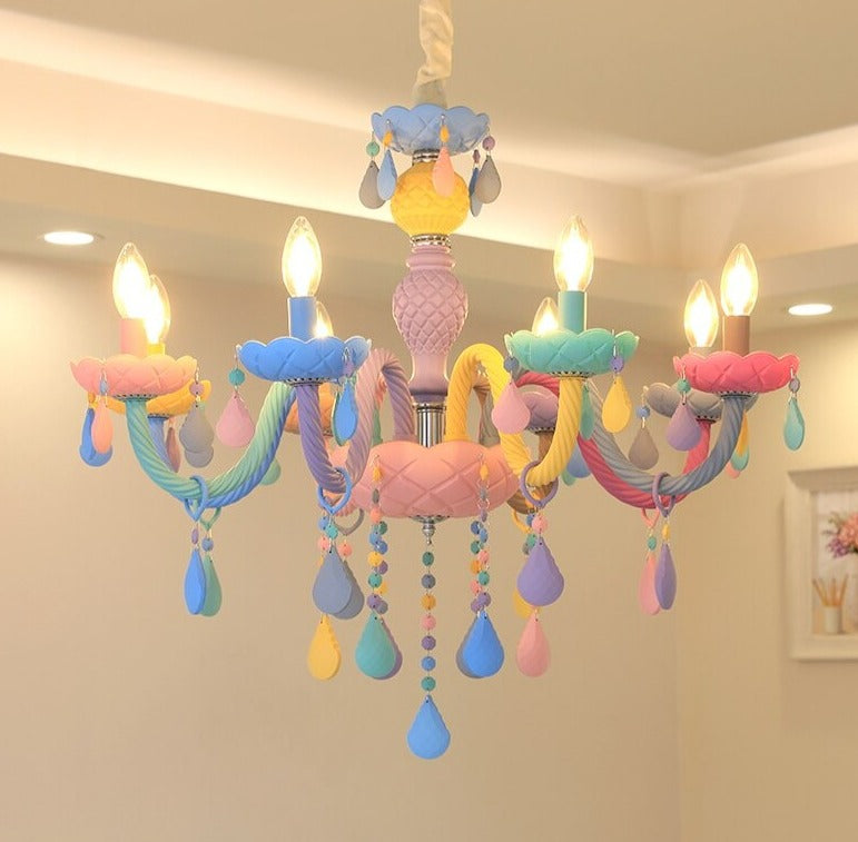 Children's Room Lighting Modern Rainbow LED Crystal European Lustres Kids Makaron Room Lights