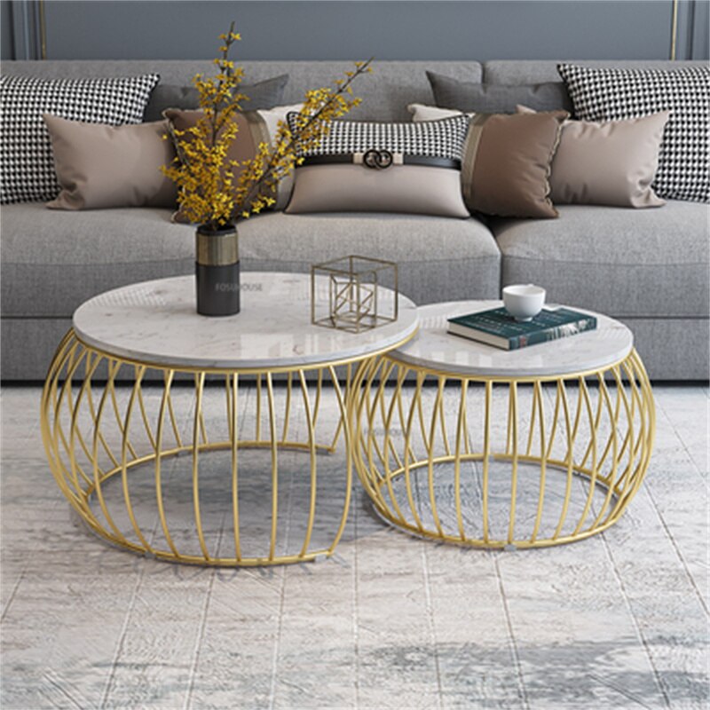 Coffee Table Luxury Creative Marble Tisch Minimalist Design Round Couchtisch Retro Ins Side Tables