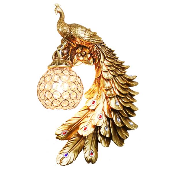 Wall Lamps Modern Twins Peacock Colorful Crystal Metal Wall Lights