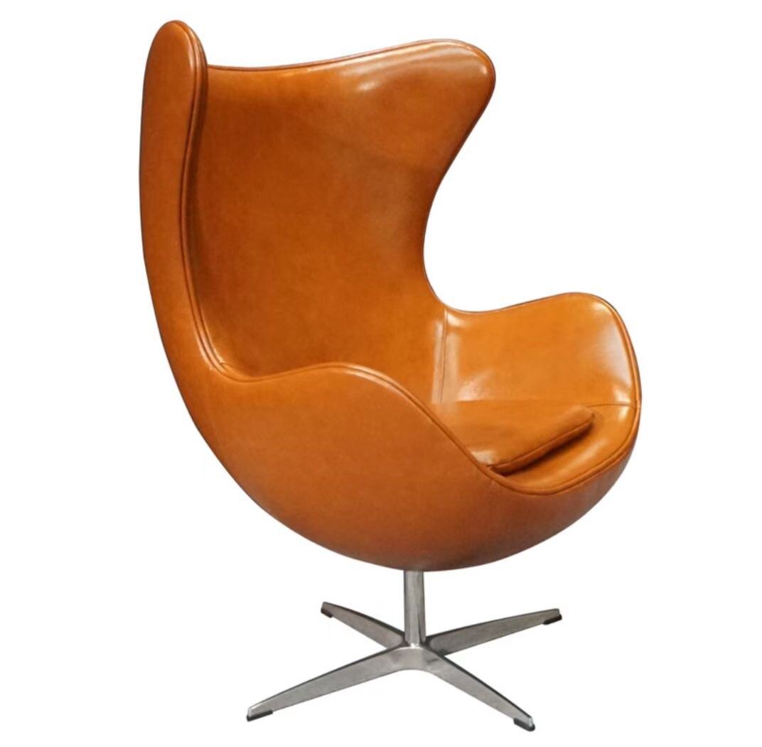 Wing Chair Aluminum Mid Century Modern Classic Aviator Stuhl Retro Style Swivel Reclining Genuine Leather Egg Chairs