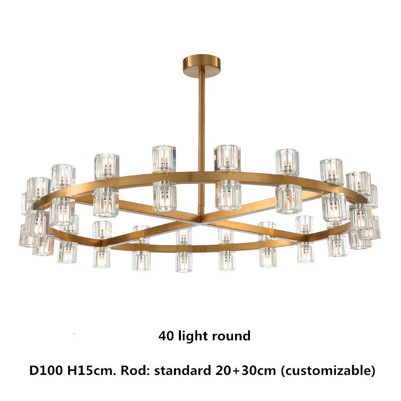 Pendant Light American G4 Led Chandelier Lustre K9 Crystal Gold Round Metal Led Pendant Lights