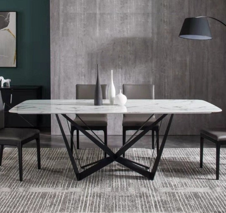 Dining Table Set Italian Modern Marble Esstisch-Set Carbon Steel Frame Jatar Tables Sets