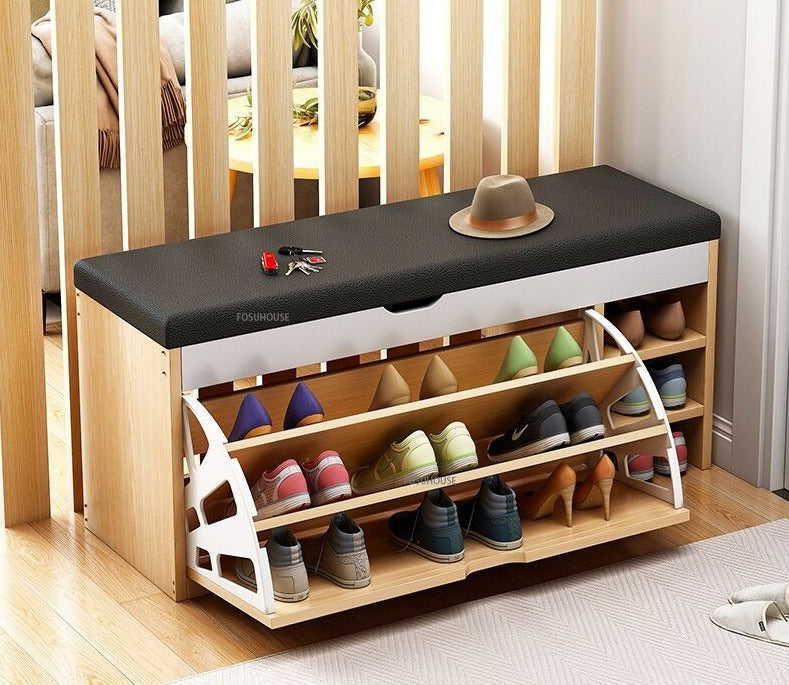 Shoe Cabinet Nordic Wood Door Shoe Changing Stool Modern Shoe Cabinets