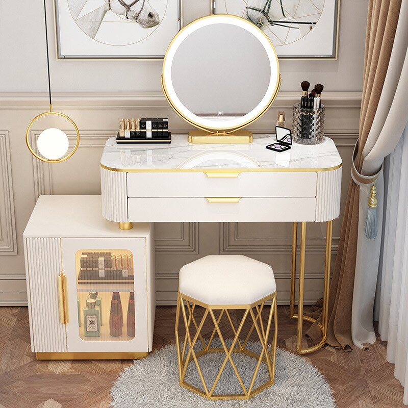 Dressing Table Set Light Luxury Dressing Table Slate Schminktisch-Set Storage Cabinets