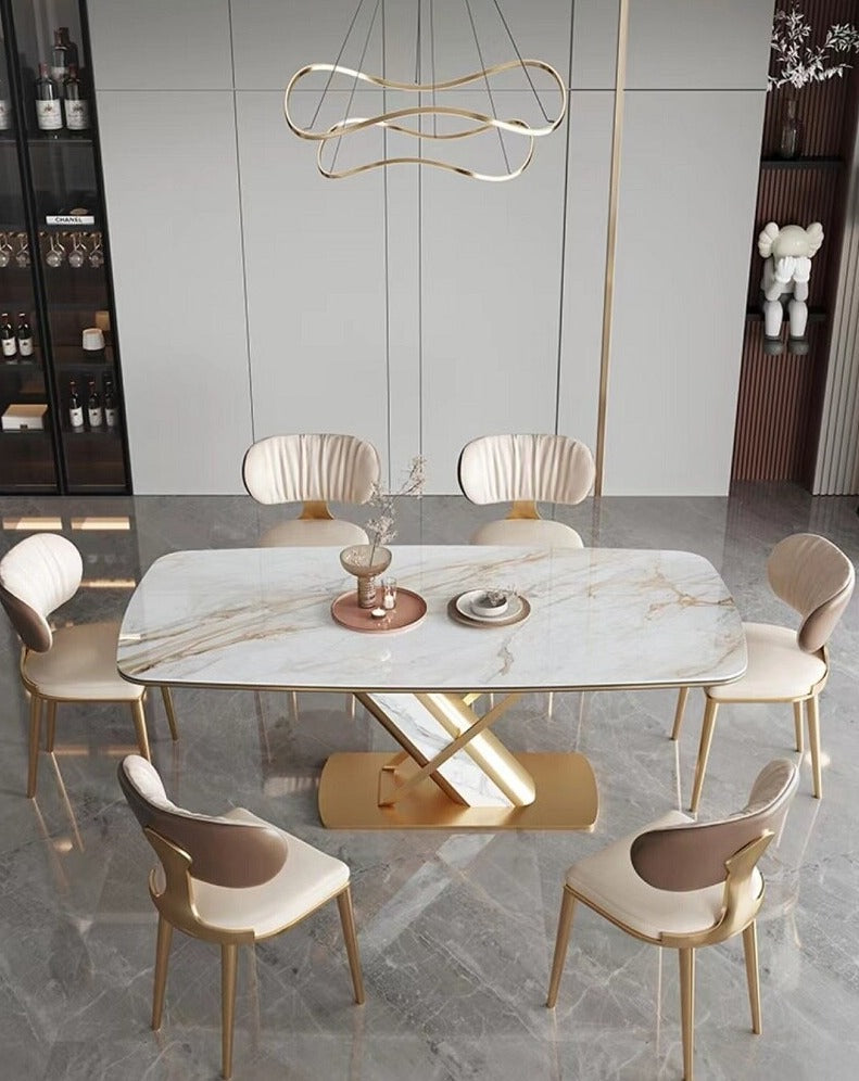 Dining Room Chairs Golden Metal Color Esszimmerstühle Modern Leather Chair