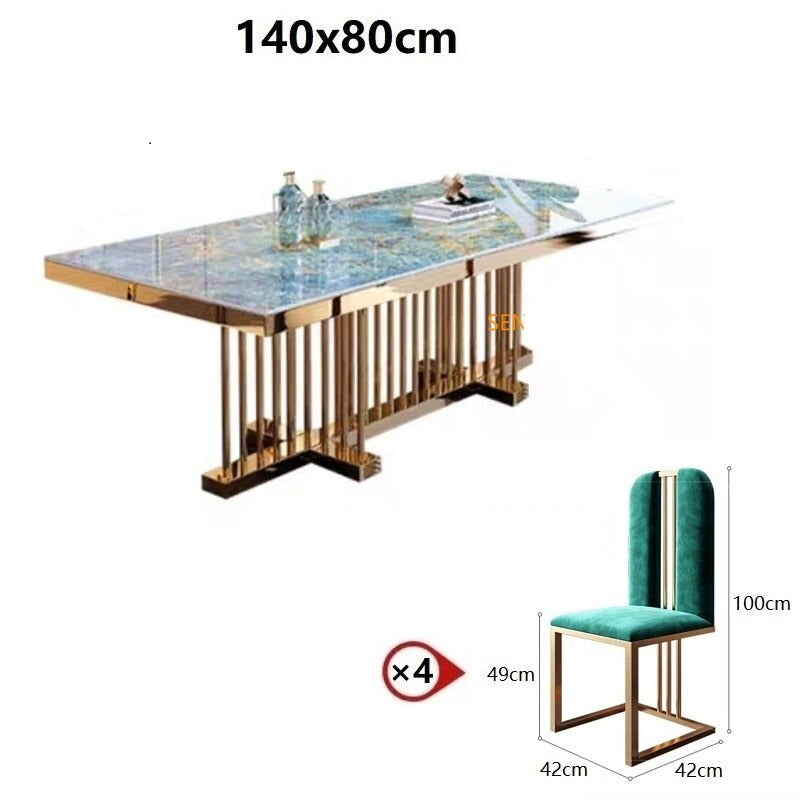 Dining Table Set Luxury Esstisch-Sets Marble Golden Frame Tables Sets