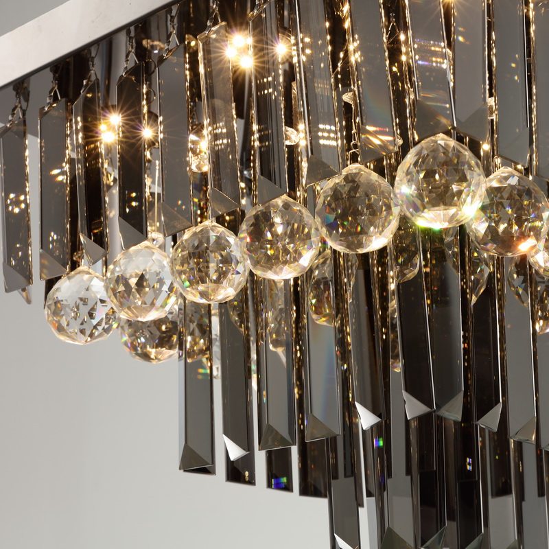 Chandelier Black Crystal Lamp for Dining Room Island Smoky Gary Cristal Hanging Light