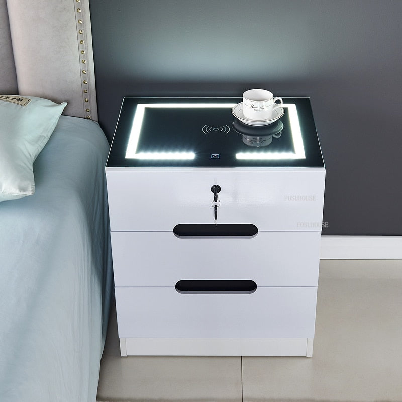 Luxury Smart Bedside Cabinet Bedroom Nightstands Bedside Nachttisch