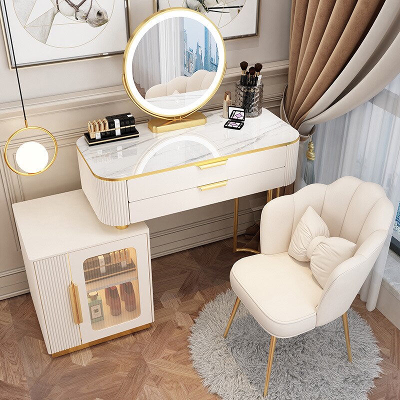 Dressing Table Set Light Luxury Dressing Table Slate Schminktisch-Set Storage Cabinets