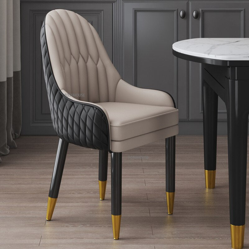 Dining Chairs Modern Leather Stühle Home Light Luxury Solid Wood Esszimmerstühle Chair