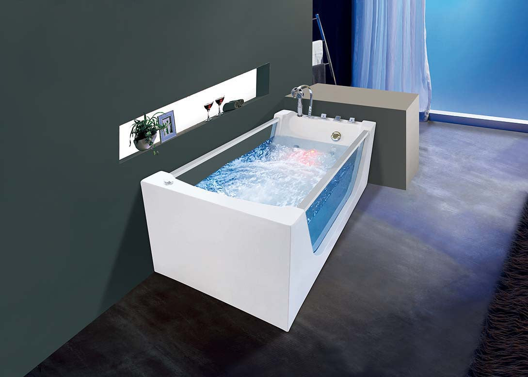 Bathtub Bathroom Whirlpool Badewanne Acrylic Surf Hydromassage Double Side Glass Bathtubs