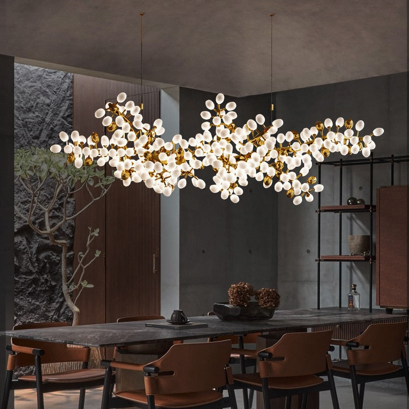 Chandelier Villa Living Room Crystal Lights Art Decoration Long Glass Ball Pendant Lights