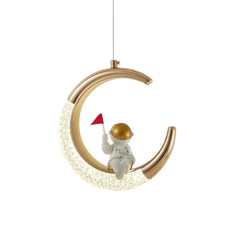 Children's Room Lighting Modern Led Hanging Bedside Creative Moon Astronaut Pendant Lights