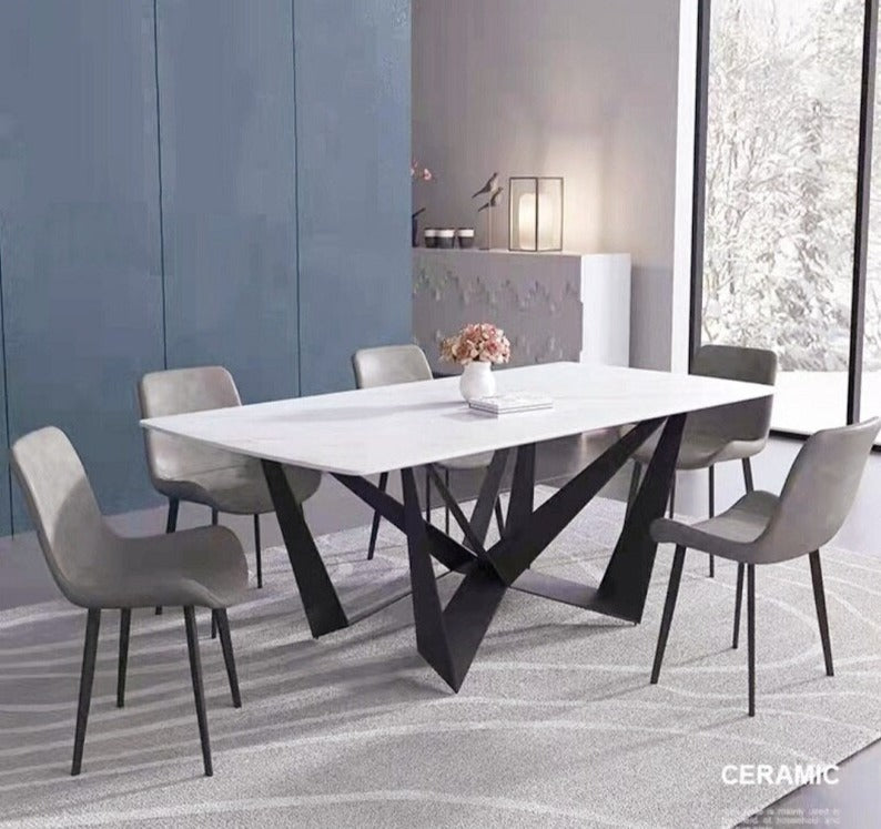 Dining Table Set Italian Modern Marble Esstisch-Set Carbon Steel Frame Jatar Tables Sets