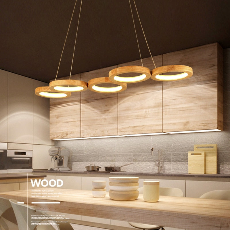 Pendant Light LED Solid Hanging Wood Pendant Lights