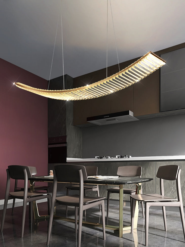 Long Stripe Pendant Light Luxury Crystal Post Modern Led Creative Pendant Lights