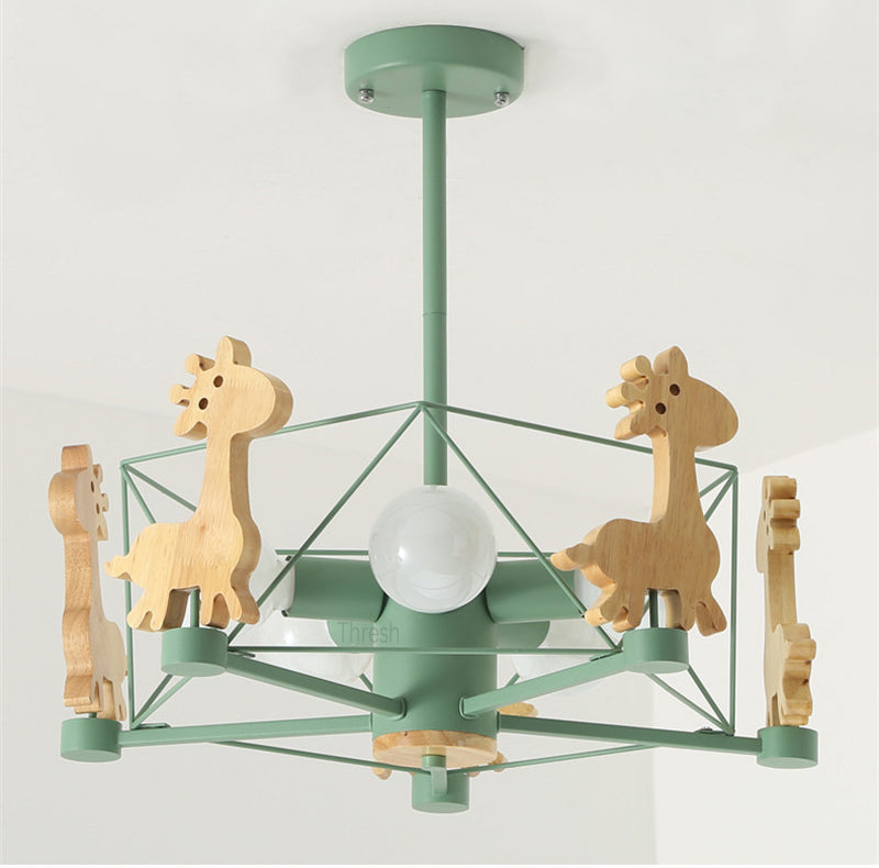 Children's Room Lighting Chandelier Kids Fixtures Wooden Room Lights