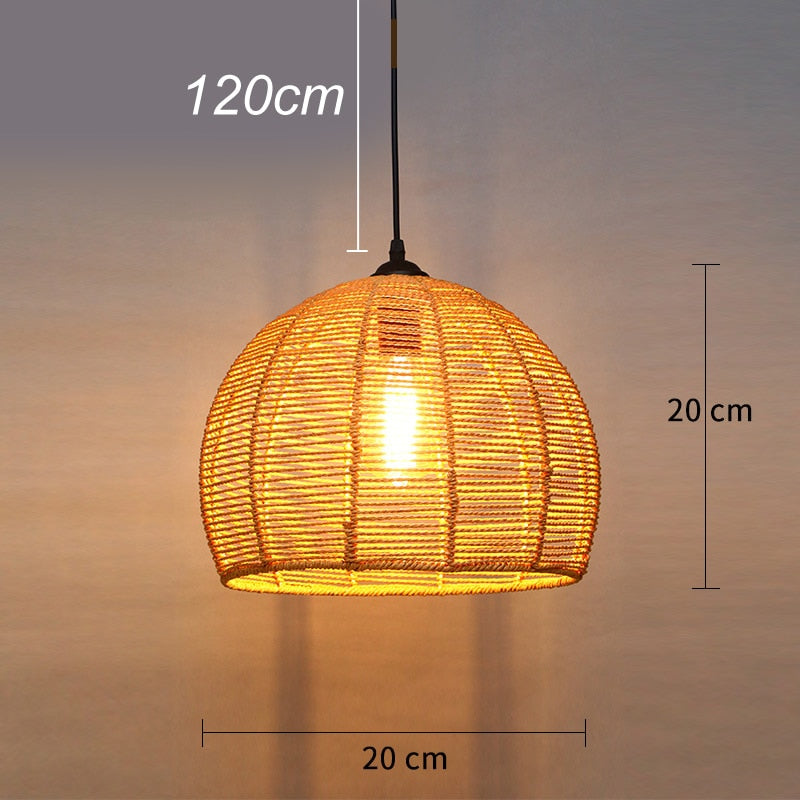 Pendant Light Spain Classical Sisal Rope E27 Hanging Light Retro Pendant Lights