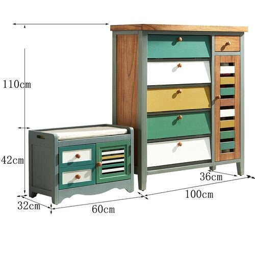 Shoe Cabinets American Solid Wood Door Porch Cabinet Drawer Locker Tipping Bucket Retro Schuhschränke