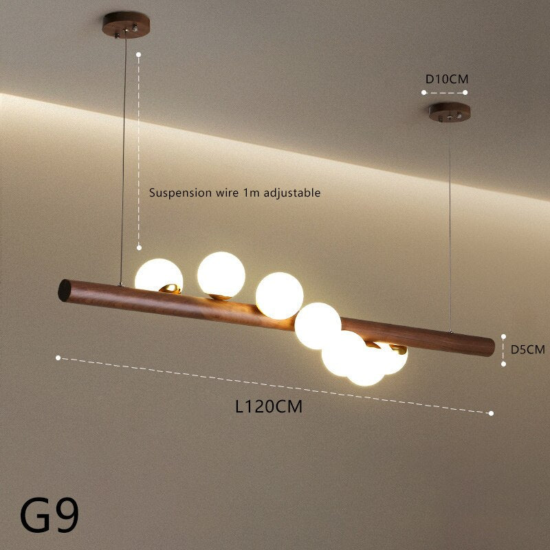 Pendant Light Dining Room Chandeliers Milk White Glass Ball Peach Color Wood Pendant Lights