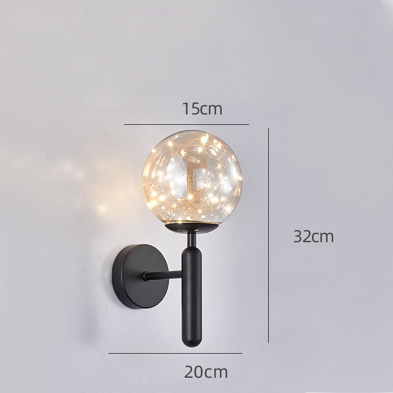 Wall Lamps Personalized Warm Color Bedside Copper Ball Glass Wall Lights