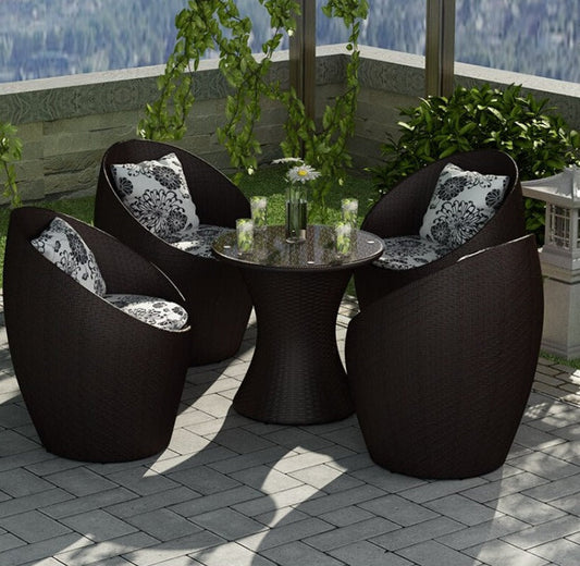 Outdoor Rattan Chair Backrest Balcony Leisure Stühle Weaving Rattanstuhl Terrace Chairs