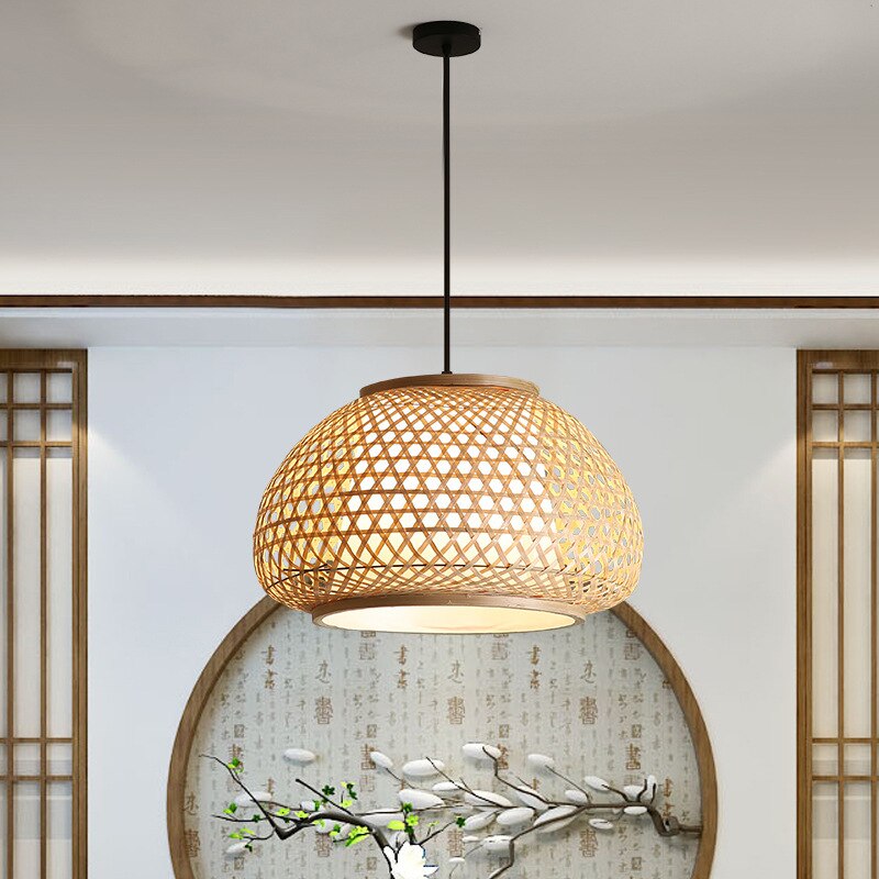 Pendant Light Woven Bamboo Hanging Light Wood Pendant Lights