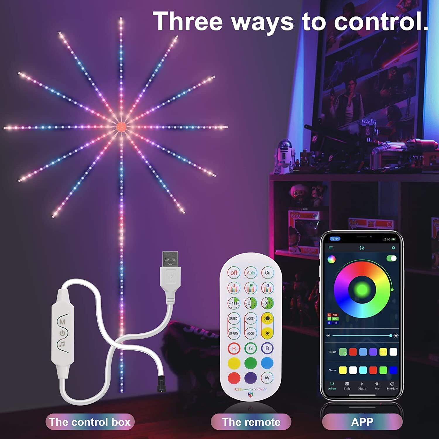 Wall Lamps Smart Interior Bluetooth RGB LED Strip Firework Color Wall Lights