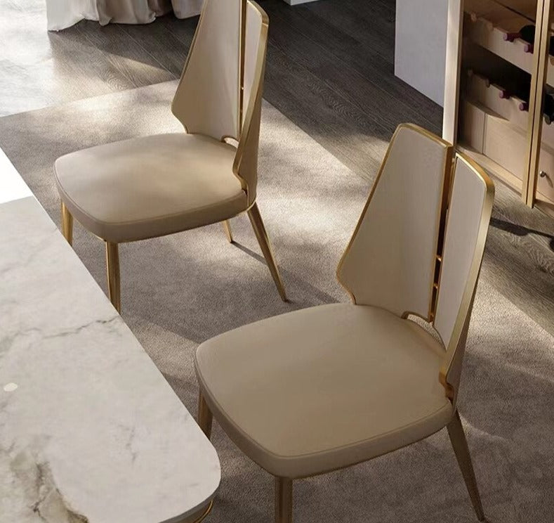 Dining Chairs Sets Luxury Gold Stühle Frame Faux Leather Round Esszimmerstühle Set