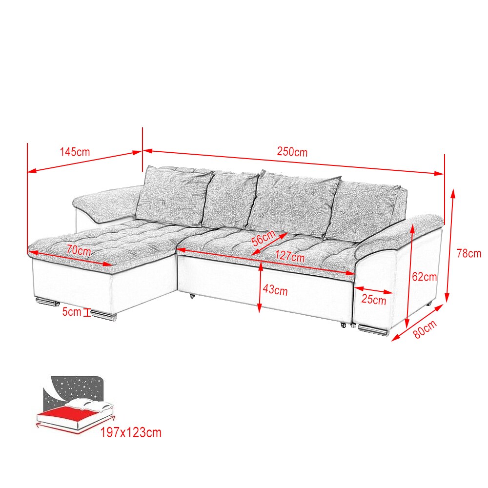 Sofa Bed 3 Seater Corner Sleep Function Sofas With Storage Fabric/Faux Leather Sofas