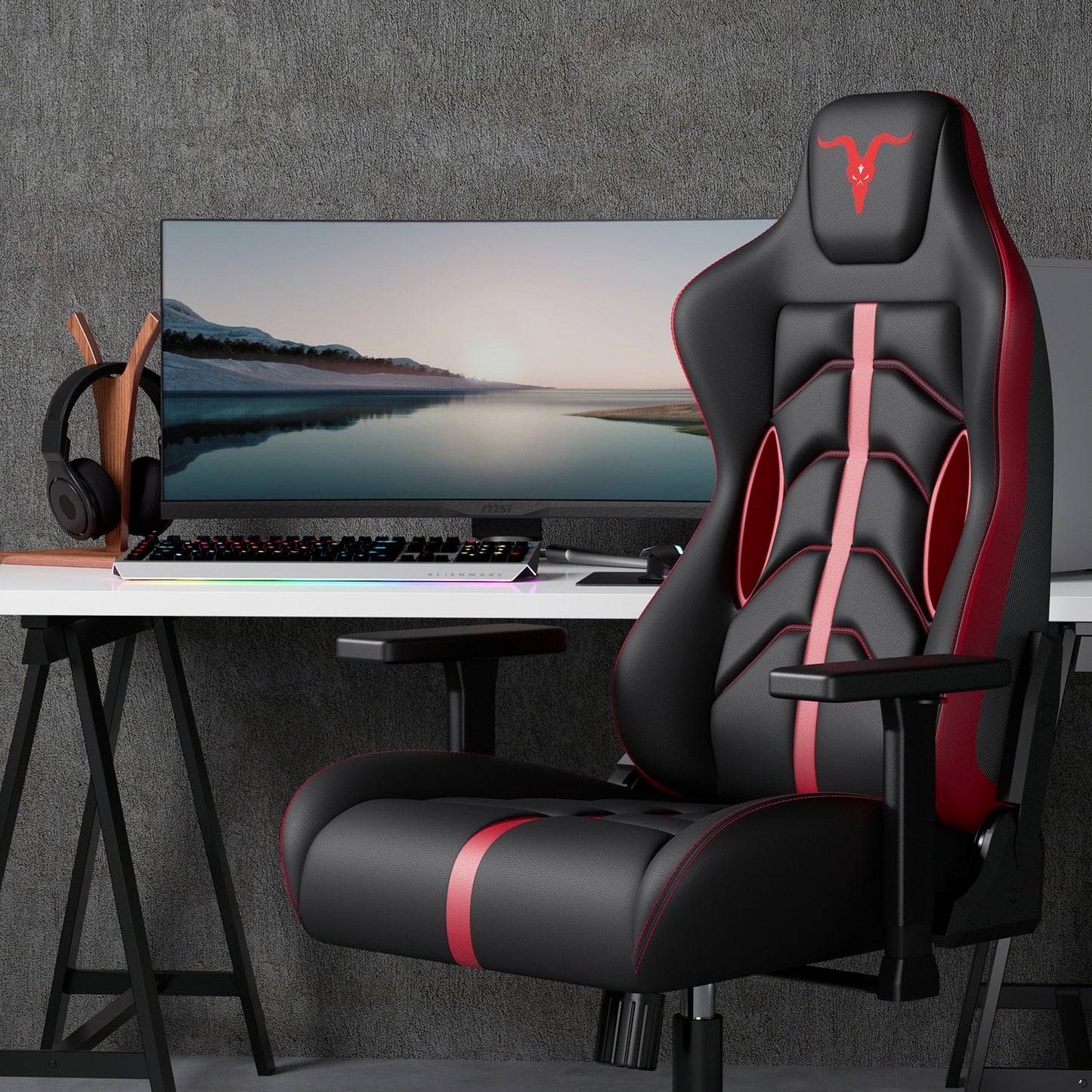 Gaming Chair Furgle ACE Memory Foam Office Chair Adjustable Tilt Angle Computer Leather Racing Chair