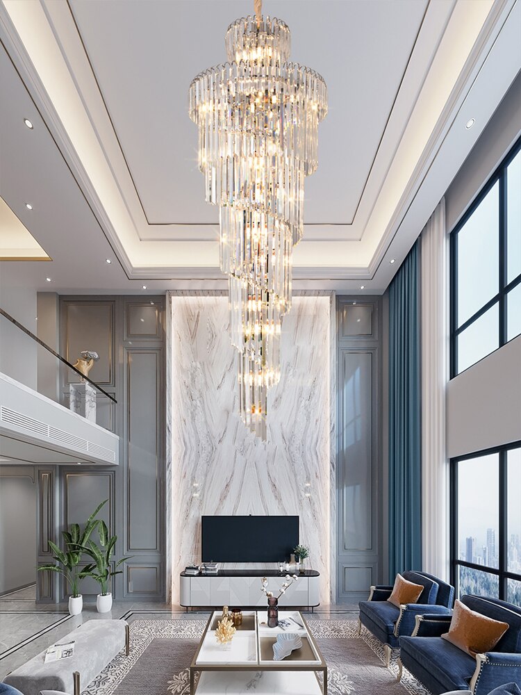 Chandelier Modern Loft Crystal Lamp Living Room Large Long  Crystal Lights Chandeliers