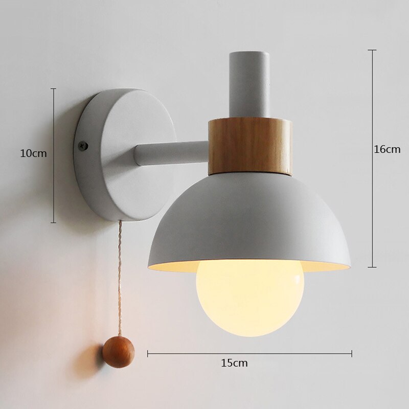 Wall Lamp Switch Modern Wood Sconce Lights Nordic LED Lamps