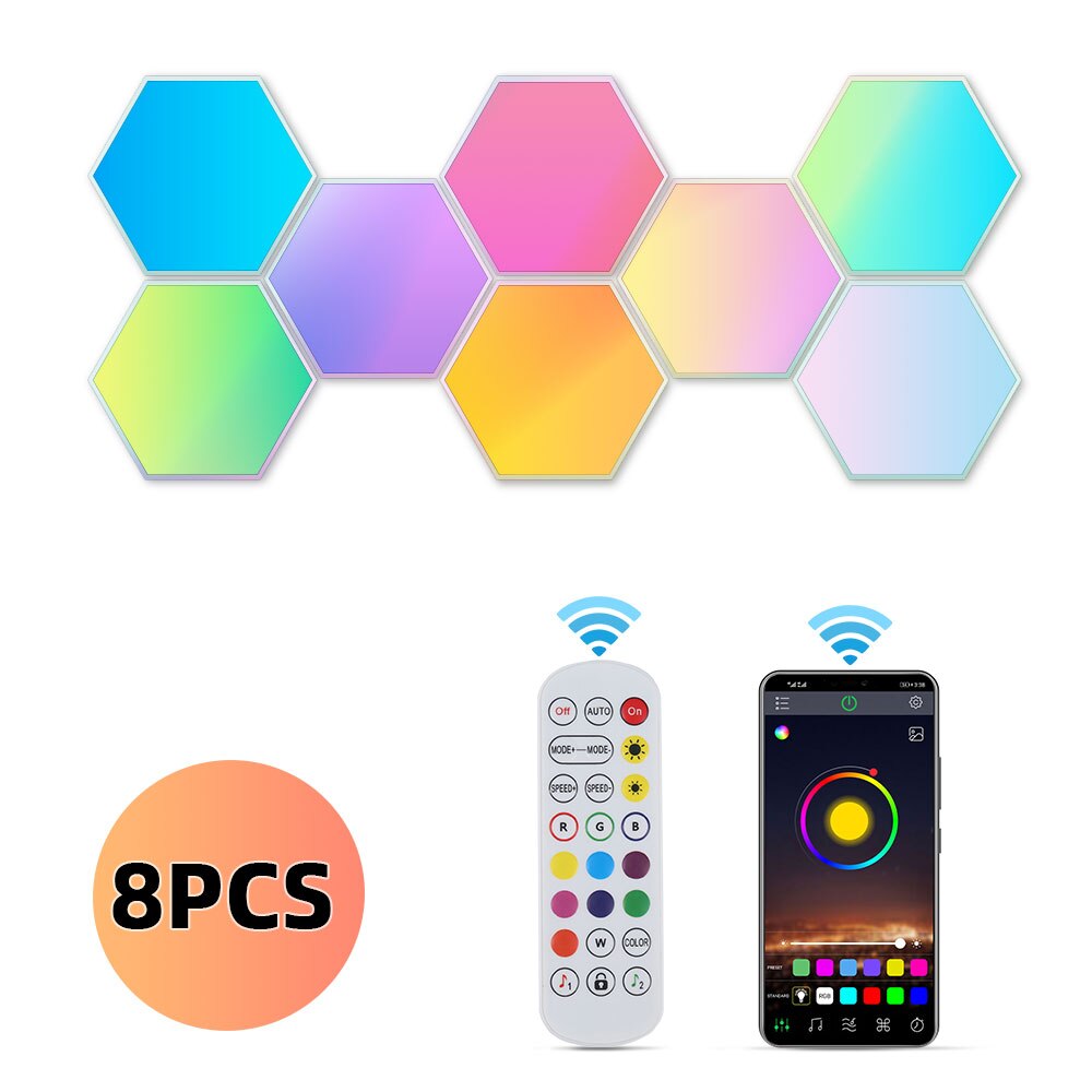 Wall Lamps 10PCS RGB Hexagon Panels App Control Music Timing Function Wall Lights