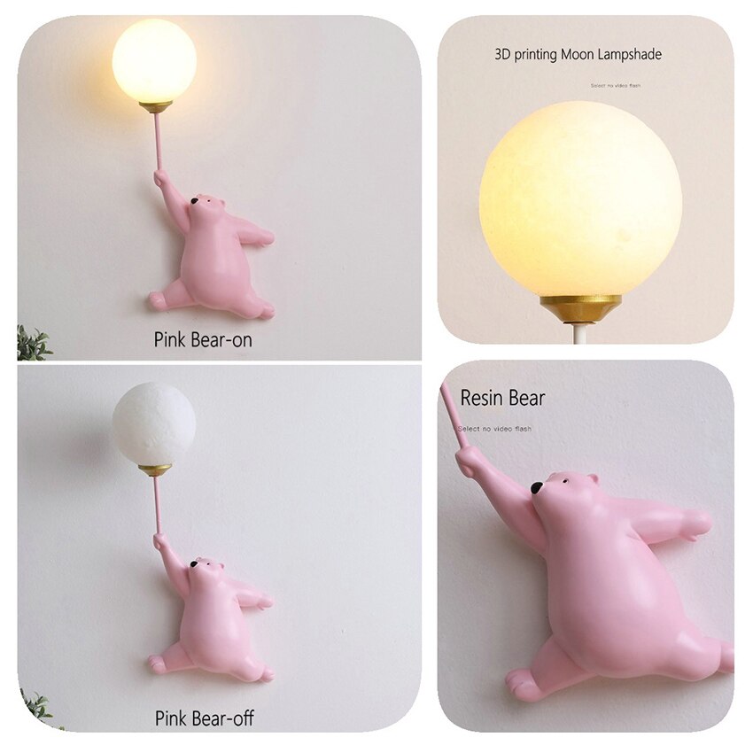 Children's Room Lighting LED Wall Lights Moon Cartoon Bear Wall Lights