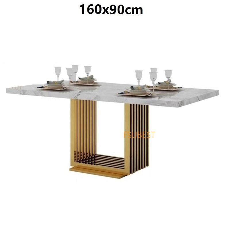 Dining Tables Sets Nordic White Marble Tables Stainless Steel Golden Base Tables Home Esstisch-Sets