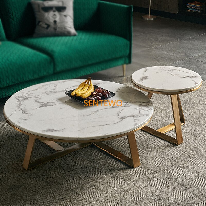 Coffee Tables Golden Round Luxury Living Room Couchtisch Set White Marble Tables Sets