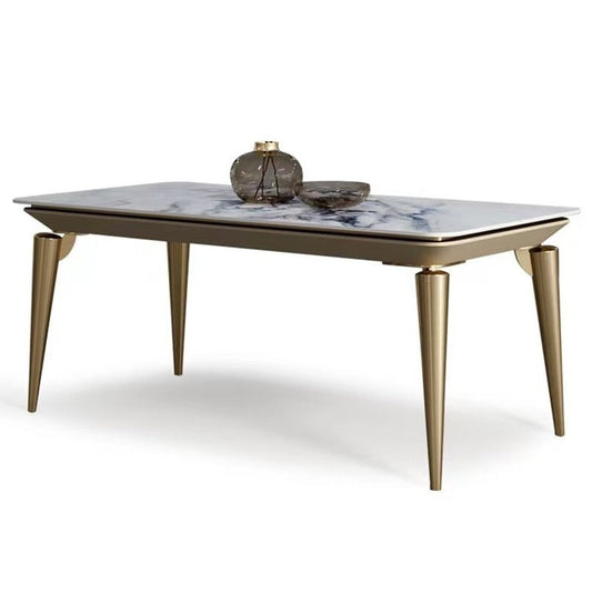  Italian Style  Luxury Marble Dining Room Table Stainless Steel Gold Base Esstisch