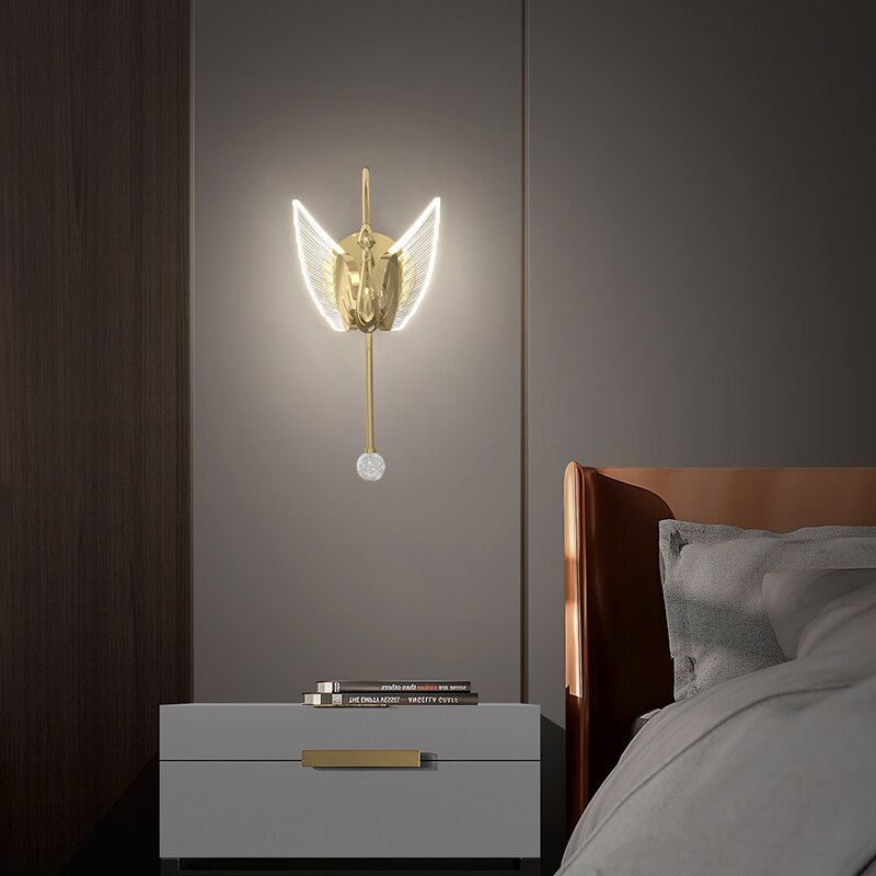 Wall Lamps Swan Design LED Golden Acrylic Wall Lights