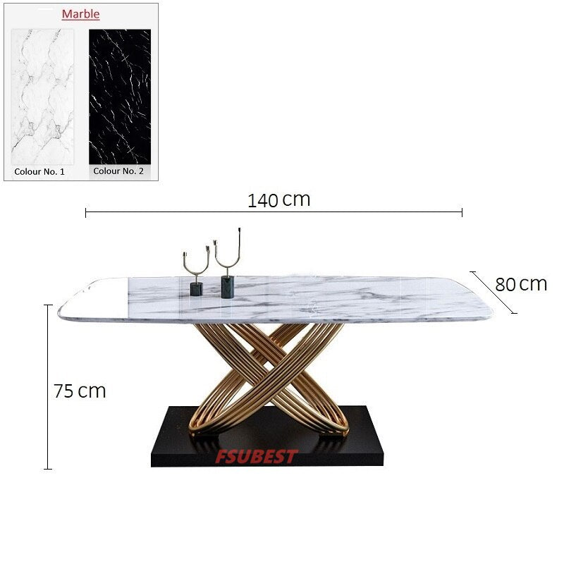 Dining Table Set Light Luxury Stainless Steel Esstisch-Set Golden Dinning Table Sets