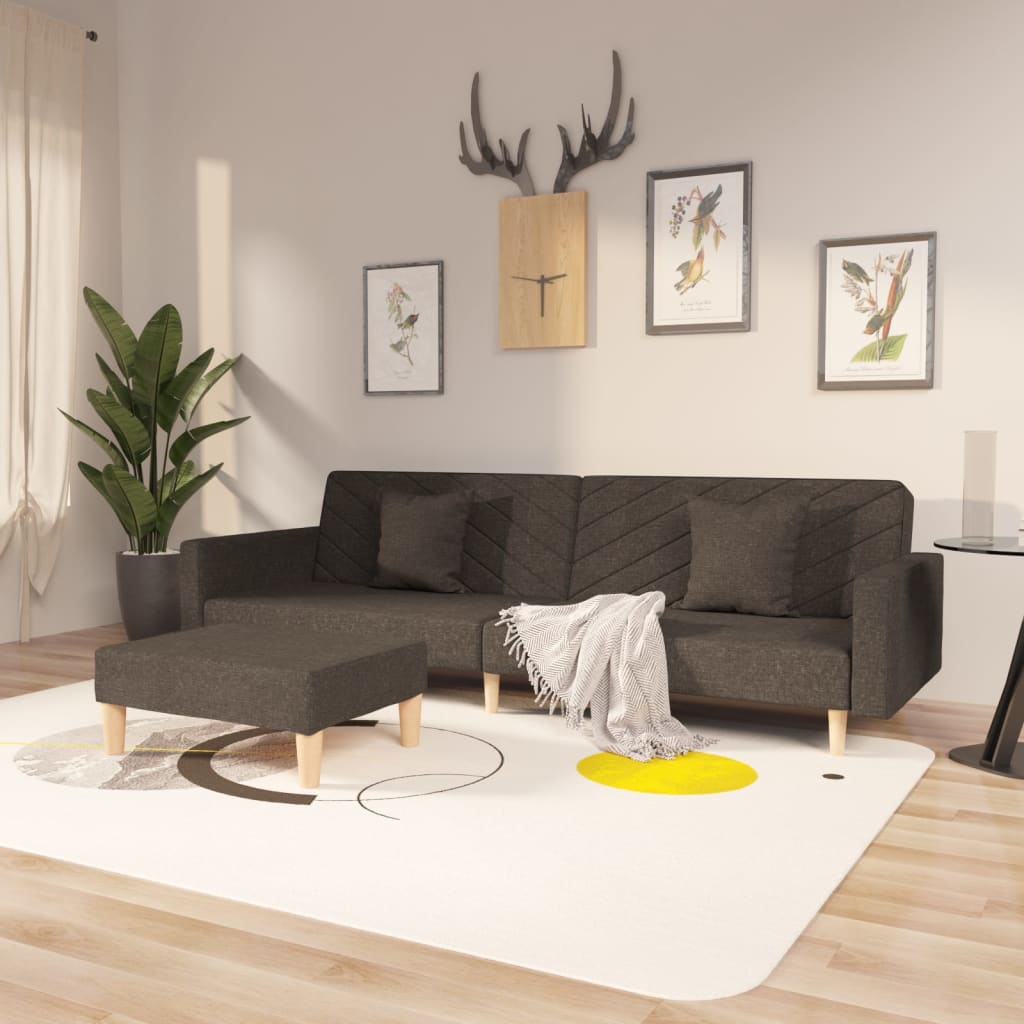 Sofa With Footstool And Cushions Dark Brown Sofas