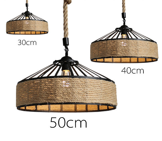 Pendant Light Spain Classical Sisal Rope E27 Hanging Light Retro Pendant Lights