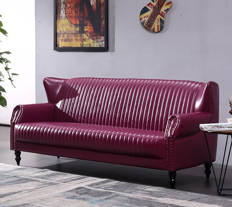 Sofa American Style Leather Sofas Living Room Cafe Bar Retro European Leather Sofas 2-Sitzer Sofas 3-Sitzer Sofas