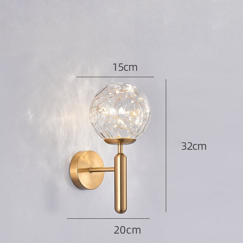 Wall Lamps Personalized Warm Color Bedside Copper Ball Glass Wall Lights