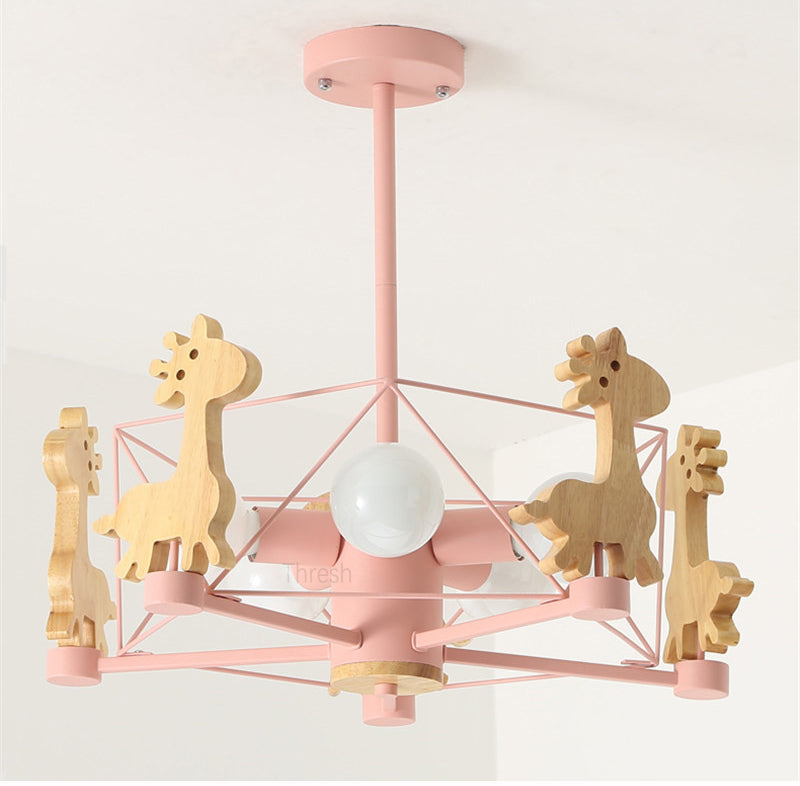 Children's Room Lighting Chandelier Kids Fixtures Wooden Room Lights